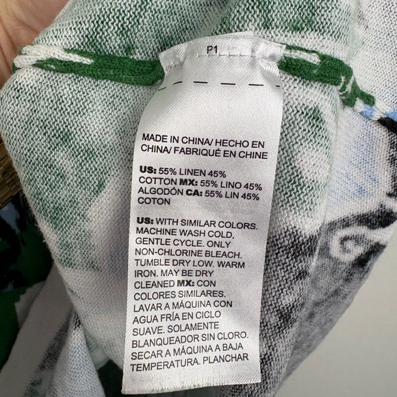 Chico's Linen/Cotton Green Patterned Sleeveless Top Size 4 (XXL) - Picture 3 of 8